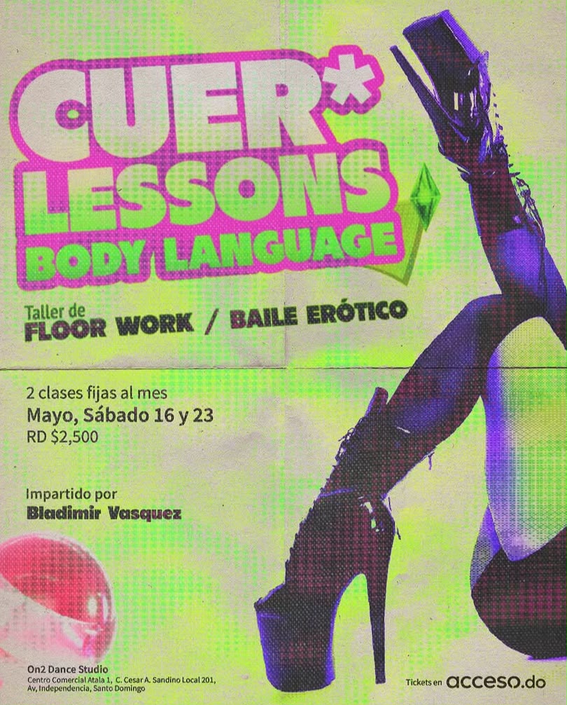 Afiche de Cuer* Lessons — Body Language, taller de floor work y baile erótico